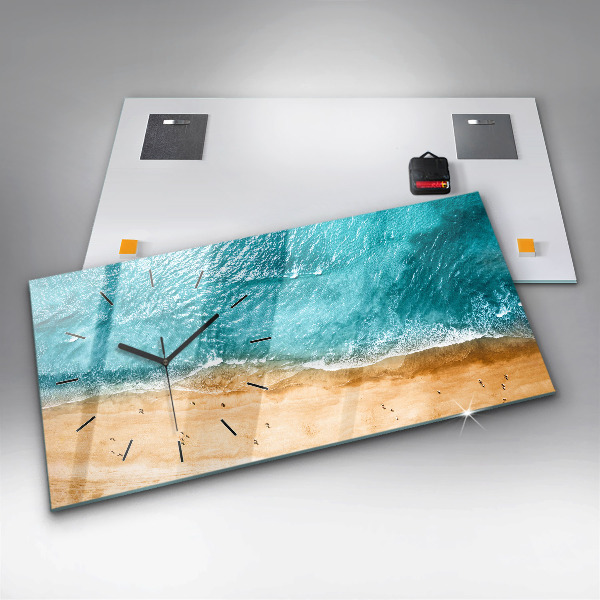 Horizontal wall clock sea beach people