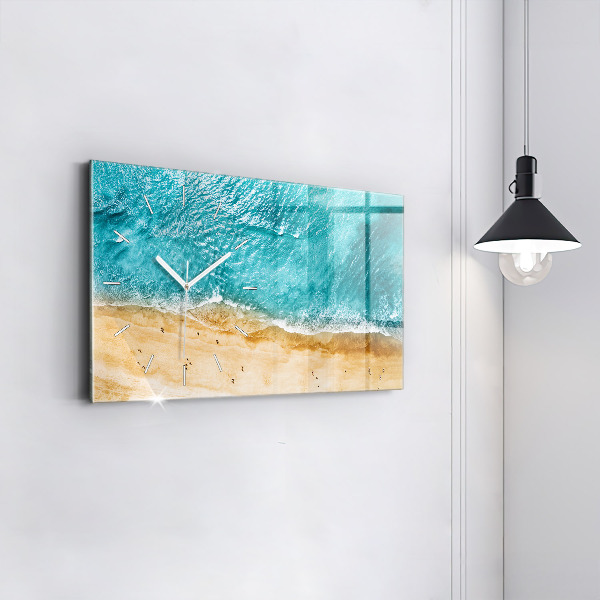 Horizontal wall clock sea beach people