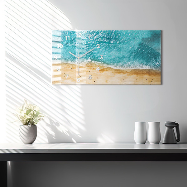 Horizontal wall clock sea beach people