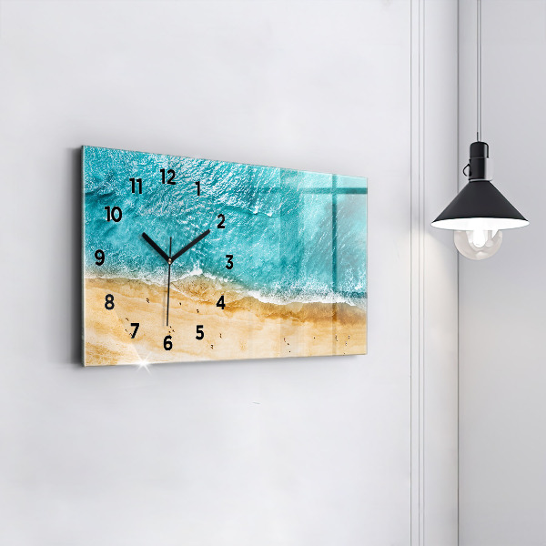 Horizontal wall clock sea beach people