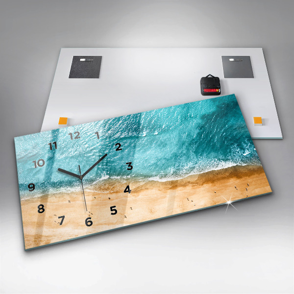Horizontal wall clock sea beach people