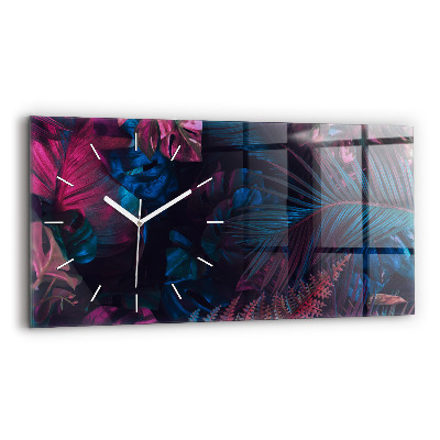 Horizontal wall clock Exotic flowers