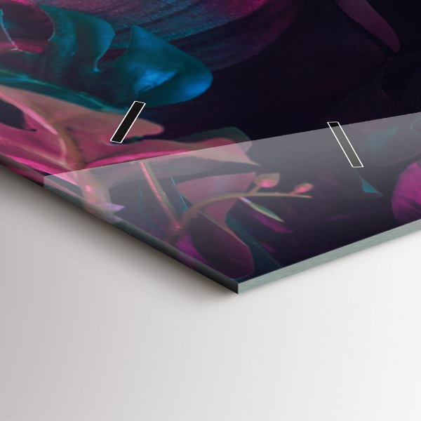 Horizontal wall clock Exotic flowers