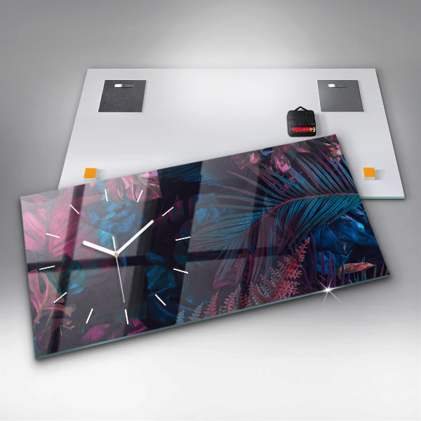 Horizontal wall clock Exotic flowers