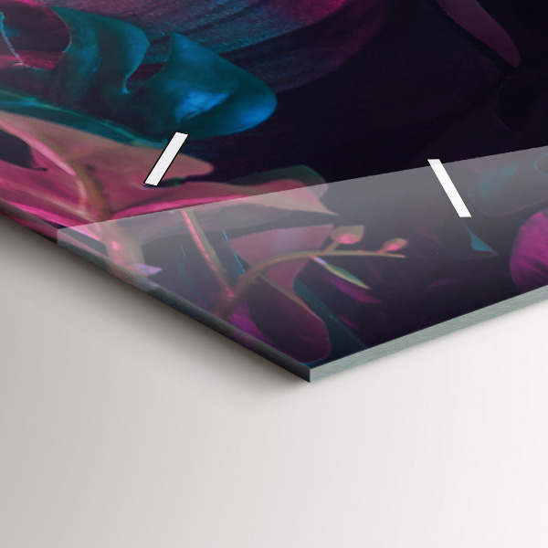 Horizontal wall clock Exotic flowers