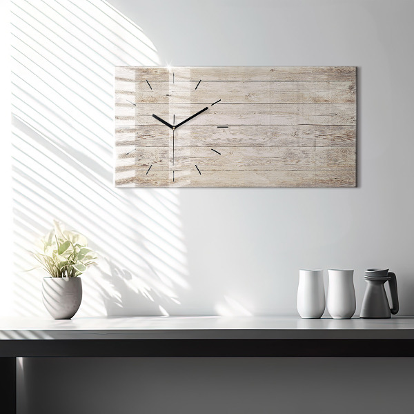 Horizontal wall clock Wooden panels