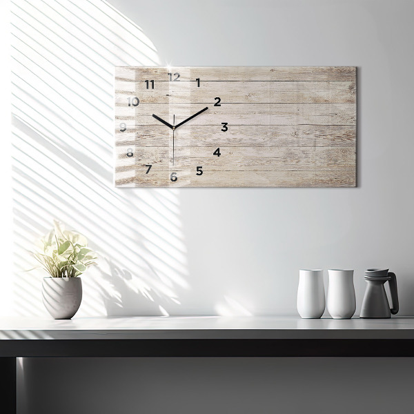 Horizontal wall clock Wooden panels