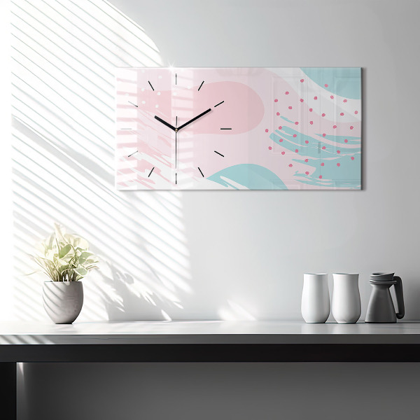 Horizontal wall clock Pastel abstraction