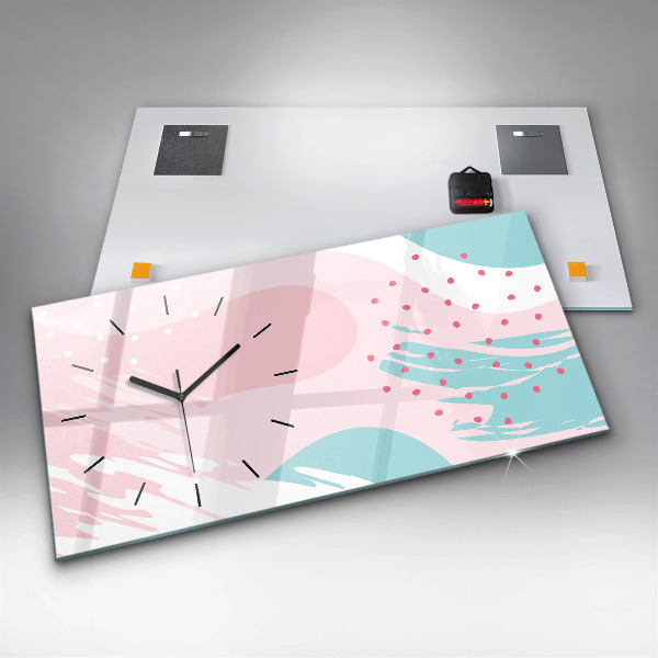Horizontal wall clock Pastel abstraction