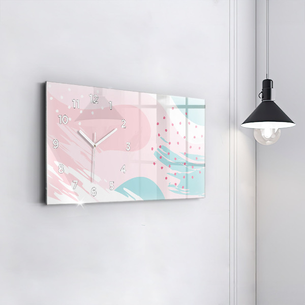 Horizontal wall clock Pastel abstraction