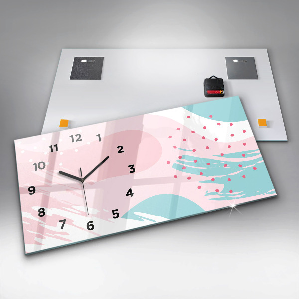 Horizontal wall clock Pastel abstraction