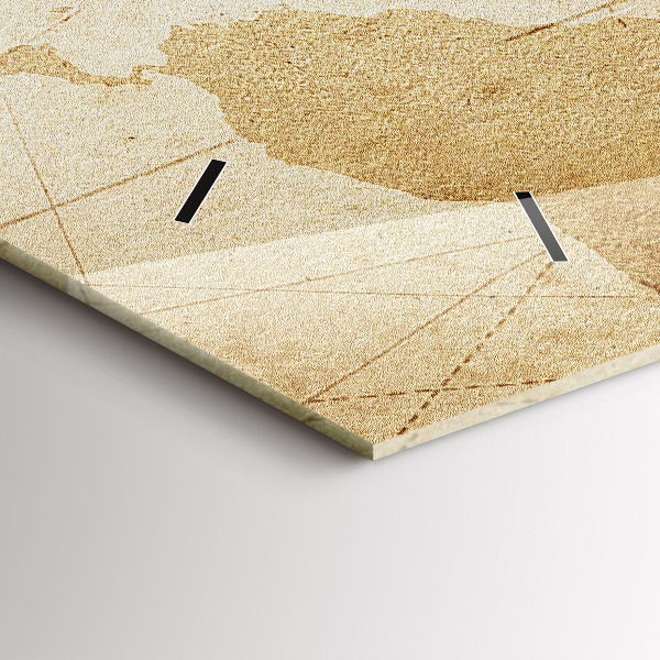 Horizontal wall clock Vintage world map