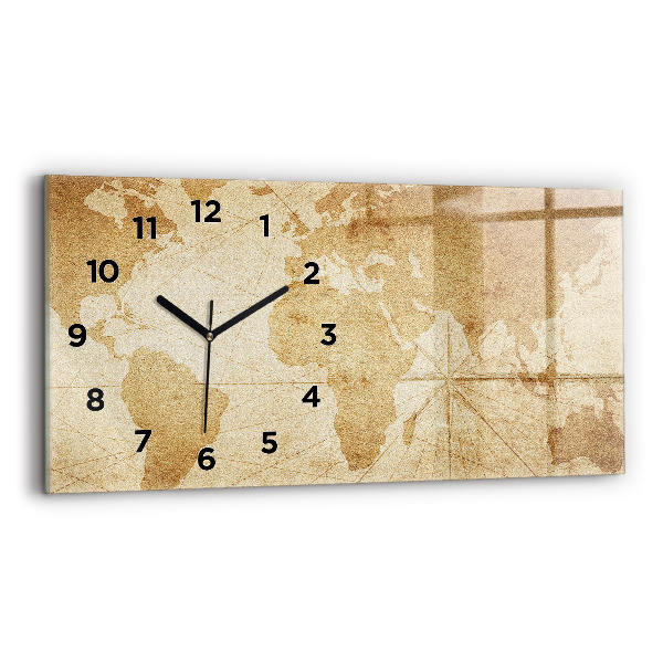 Horizontal wall clock Vintage world map