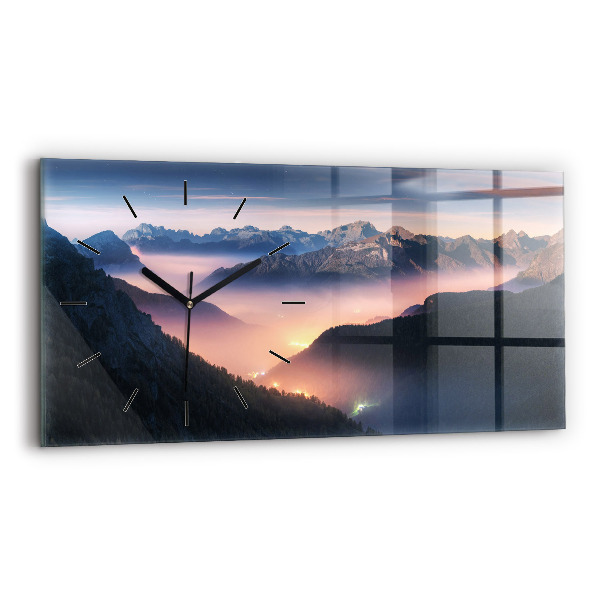 Horizontal wall clock Mountain peaks Landscape