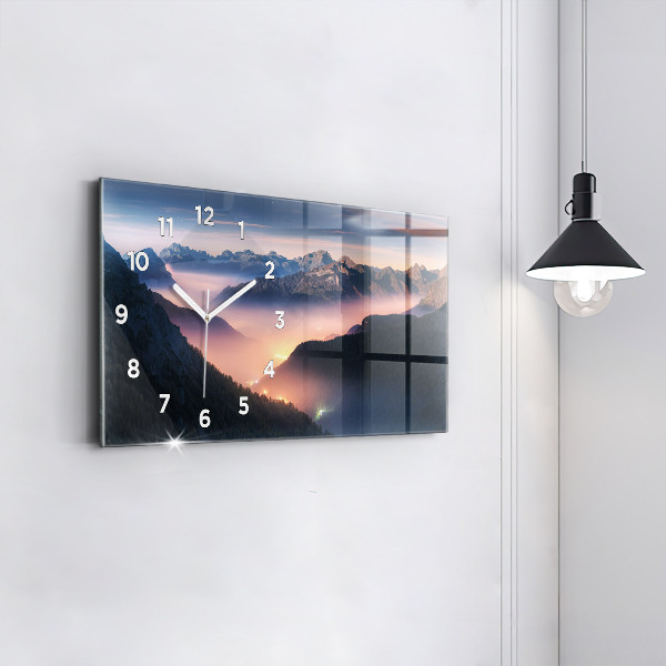 Horizontal wall clock Mountain peaks Landscape
