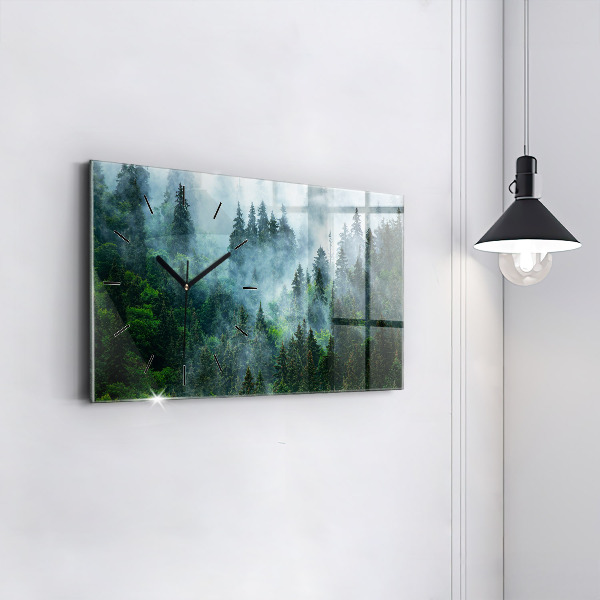 Horizontal wall clock Misty forest