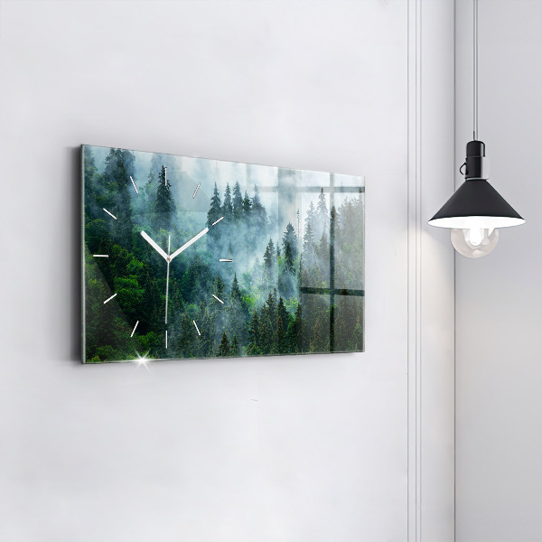 Horizontal wall clock Misty forest