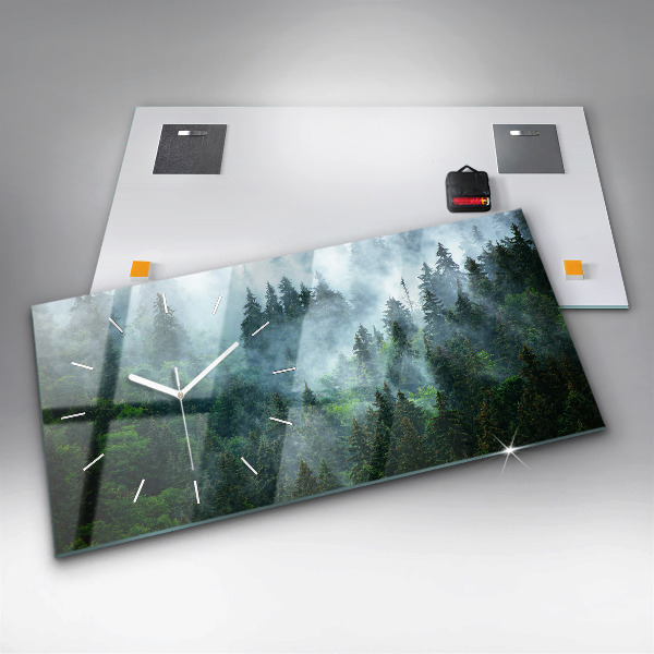 Horizontal wall clock Misty forest