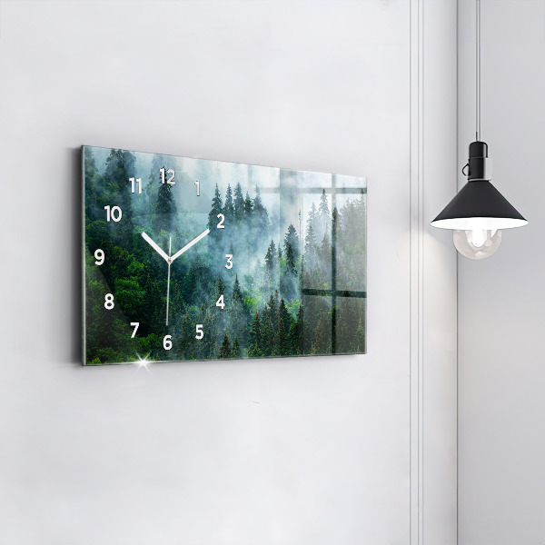 Horizontal wall clock Misty forest