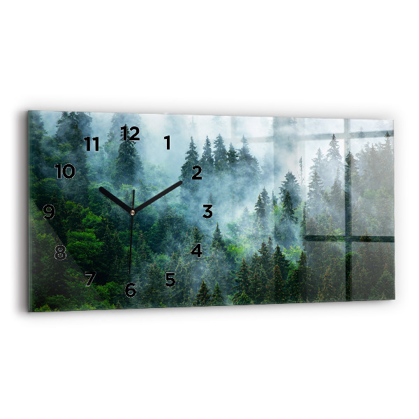 Horizontal wall clock Misty forest