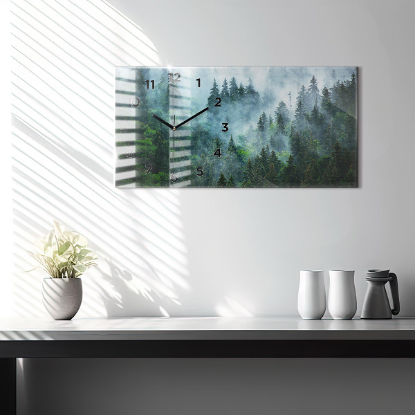 Horizontal wall clock Misty forest