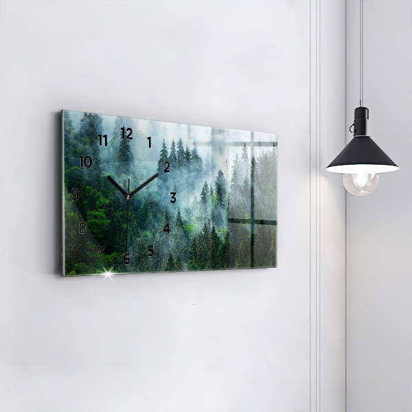 Horizontal wall clock Misty forest