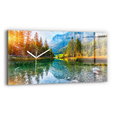 Horizontal wall clock River Mountains Landscape