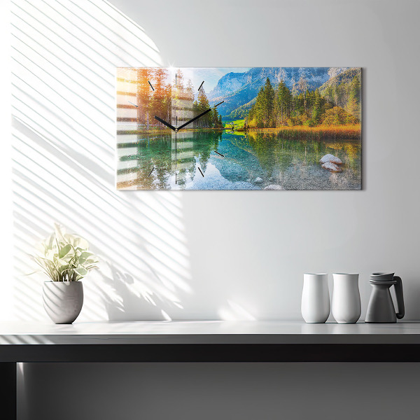 Horizontal wall clock River Mountains Landscape