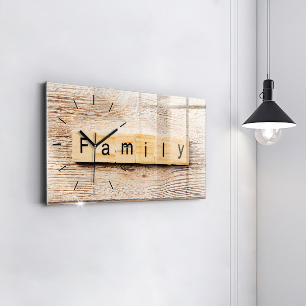 Horizontal wall clock The inscription family