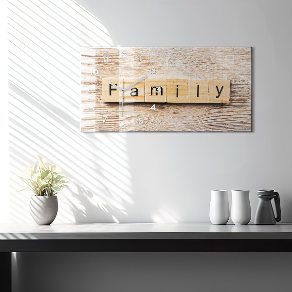 Horizontal wall clock The inscription family