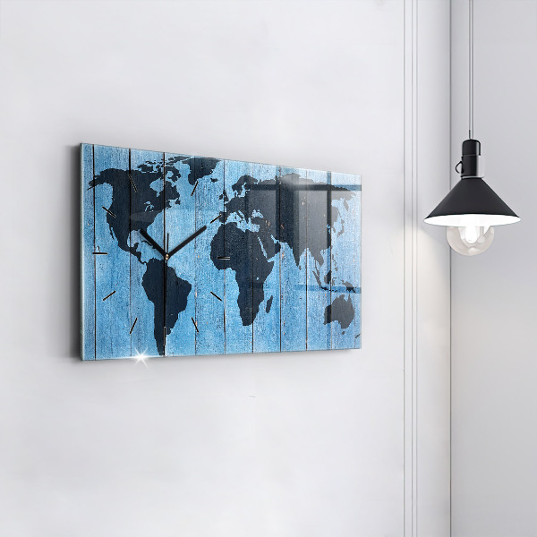 Horizontal wall clock World map of the board