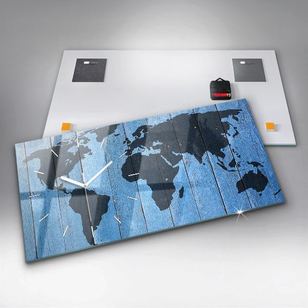 Horizontal wall clock World map of the board