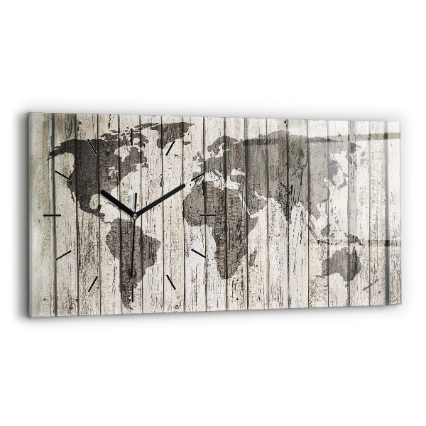 Horizontal wall clock World Map Boards