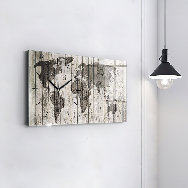 Horizontal wall clock World Map Boards