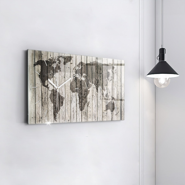 Horizontal wall clock World Map Boards