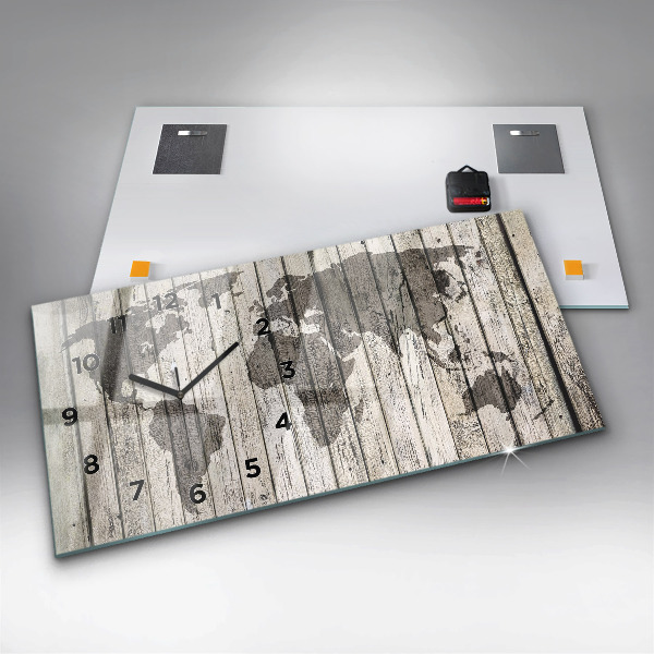 Horizontal wall clock World Map Boards