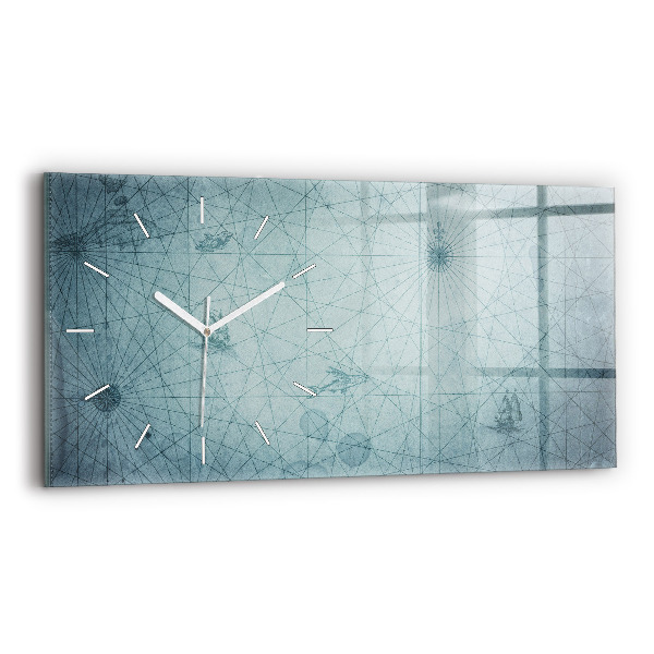 Horizontal wall clock Vintage Map