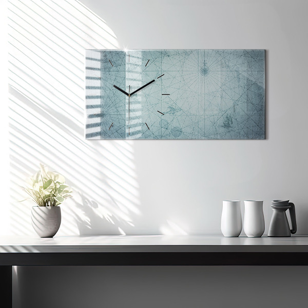Horizontal wall clock Vintage Map