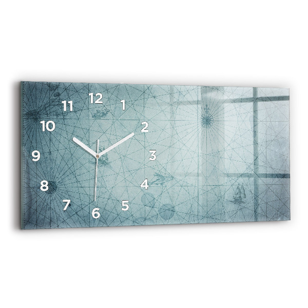 Horizontal wall clock Vintage Map