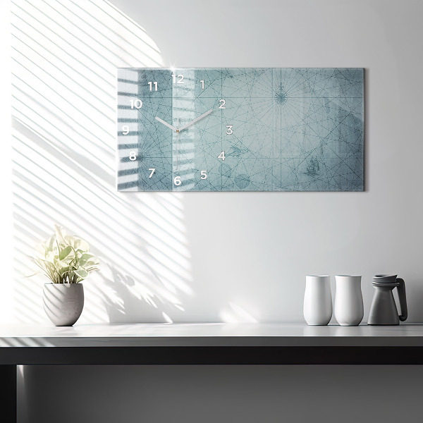 Horizontal wall clock Vintage Map