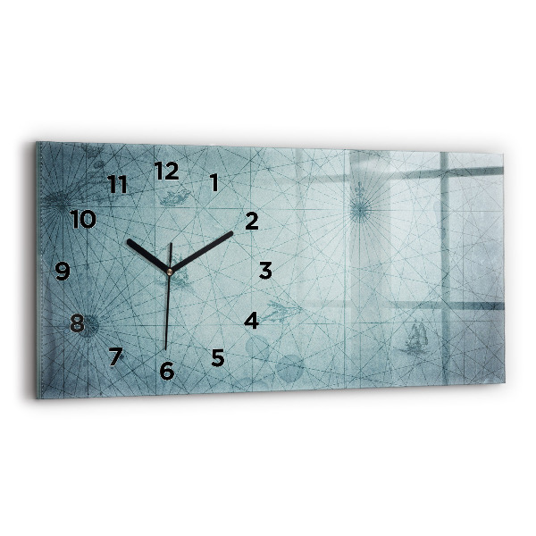 Horizontal wall clock Vintage Map