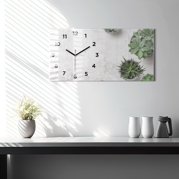 Horizontal wall clock Ornamental plants