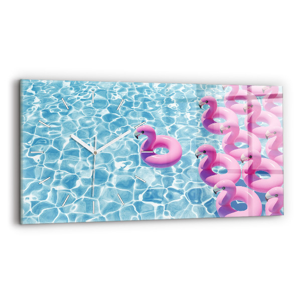Horizontal wall clock Dandelions flamingos