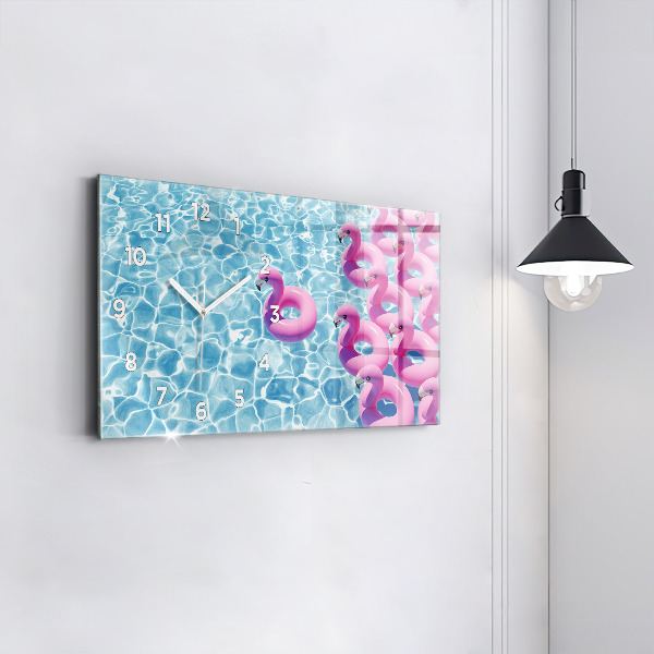 Horizontal wall clock Dandelions flamingos