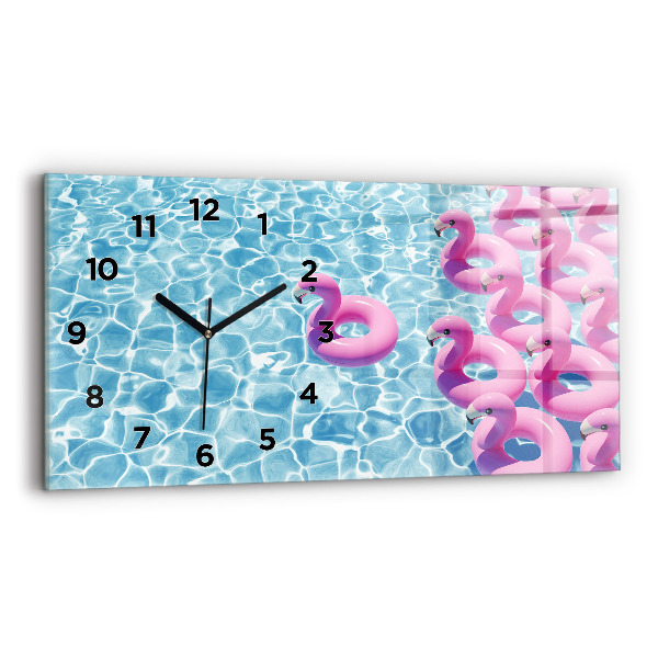 Horizontal wall clock Dandelions flamingos