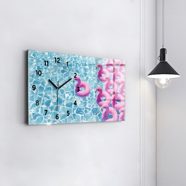 Horizontal wall clock Dandelions flamingos