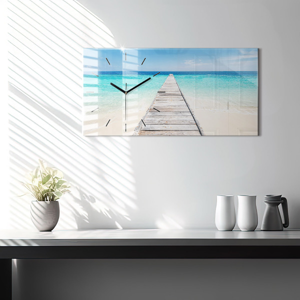 Horizontal wall clock Tropical island