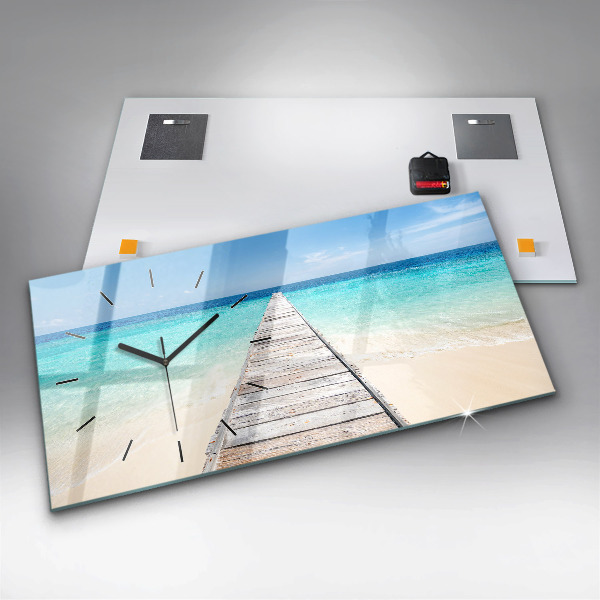 Horizontal wall clock Tropical island