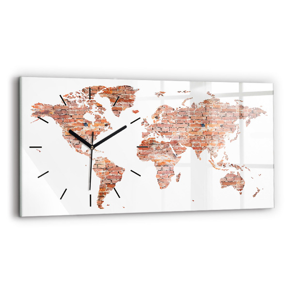 Horizontal wall clock Old brick map