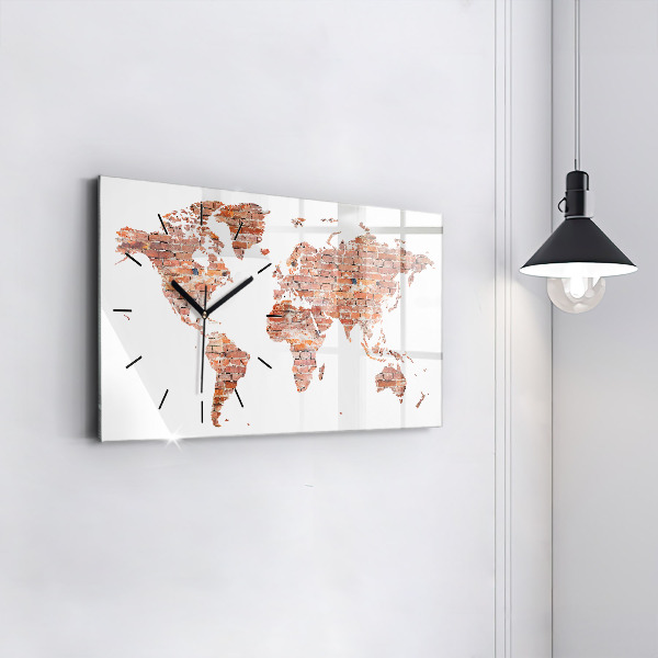 Horizontal wall clock Old brick map